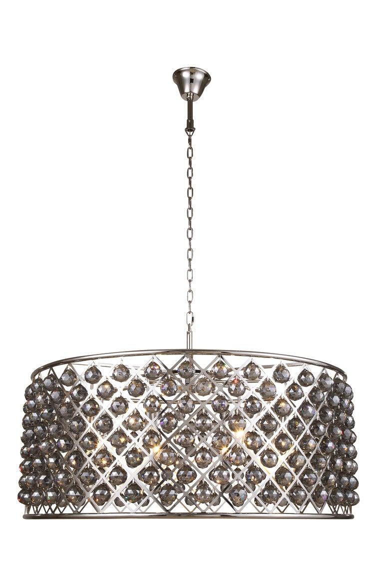 Steel with Clear Crystal Drop Drum Shade Pendant / Chandelier - LV LIGHTING