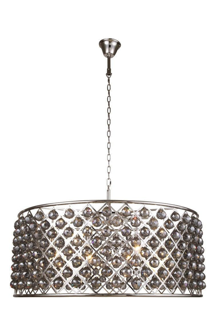 Steel with Clear Crystal Drop Drum Shade Pendant / Chandelier - LV LIGHTING