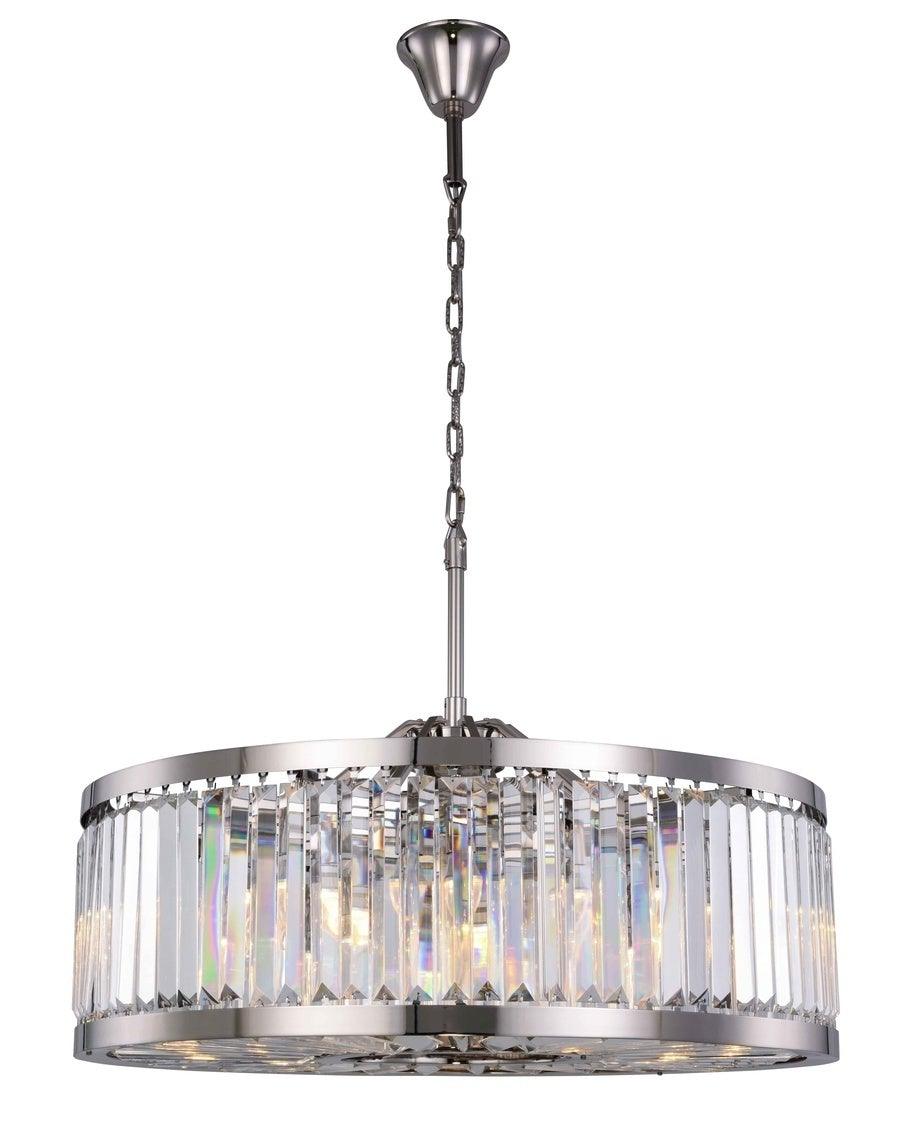 Steel Round Frame with Clear Crystal Chandelier - LV LIGHTING