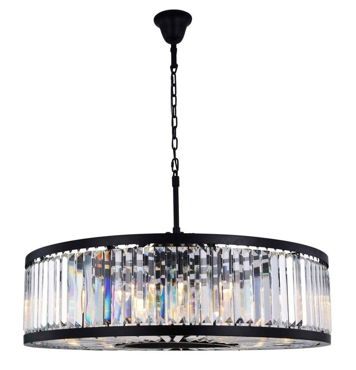Steel Round Frame with Clear Crystal Chandelier - LV LIGHTING