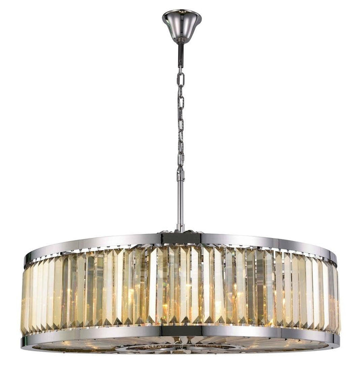Steel Round Frame with Clear Crystal Chandelier - LV LIGHTING