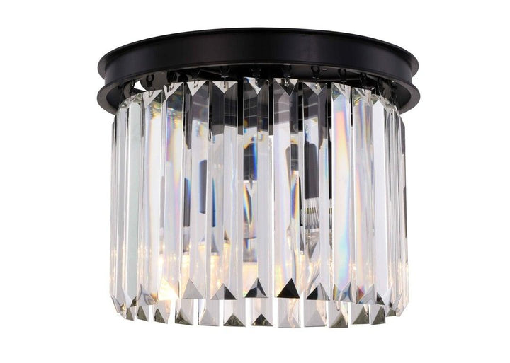 Steel Round Frame with Clear Crystal Rod Flush Mount - LV LIGHTING