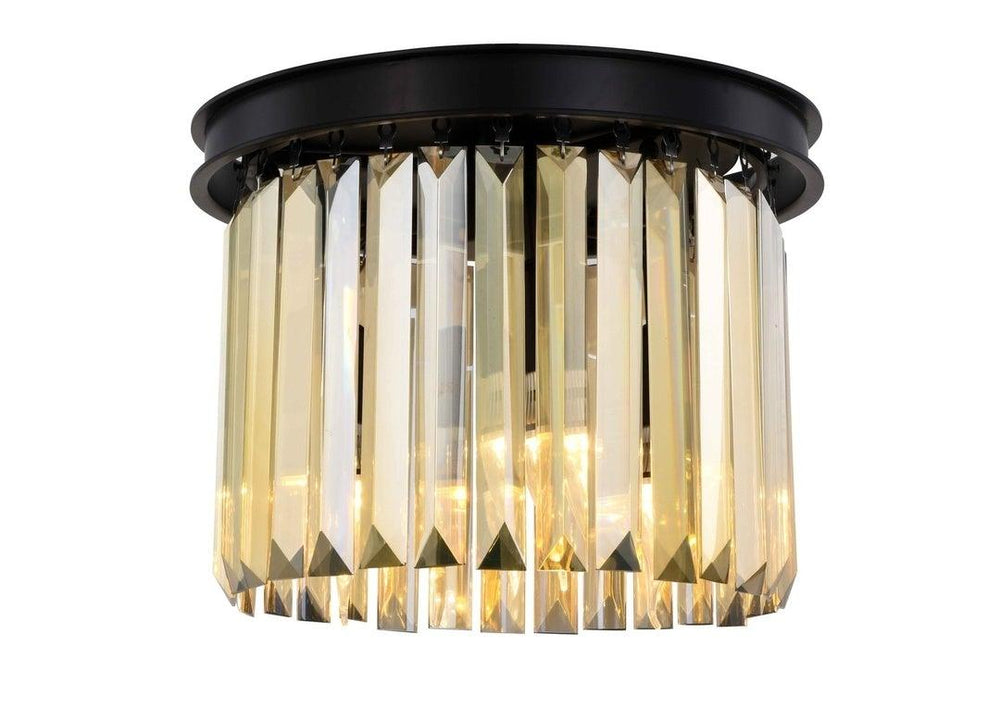 Steel Round Frame with Clear Crystal Rod Flush Mount - LV LIGHTING