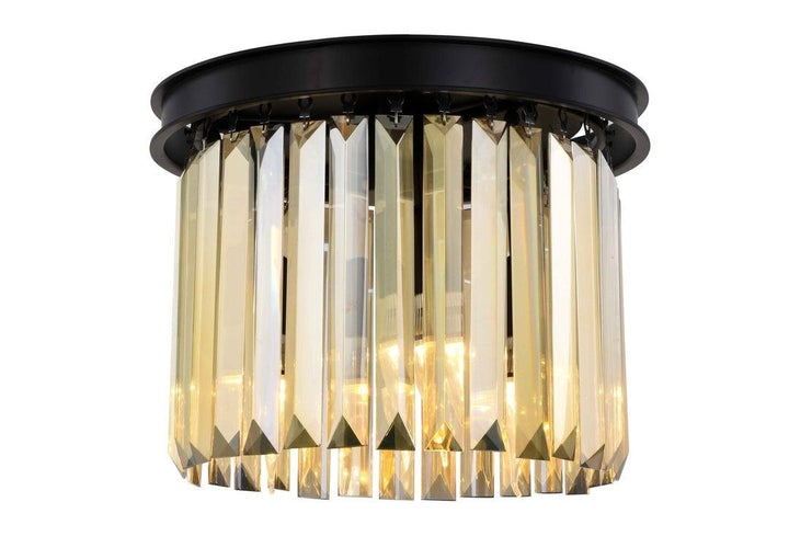 Steel Round Frame with Clear Crystal Rod Flush Mount - LV LIGHTING