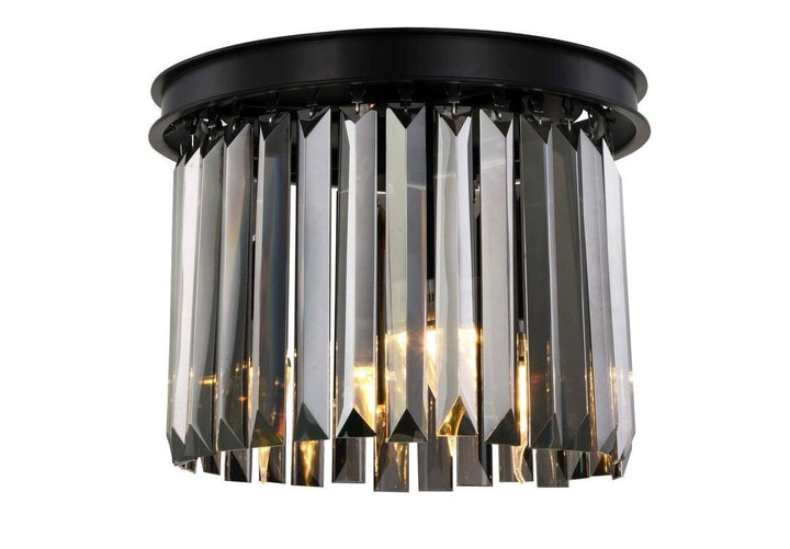 Steel Round Frame with Clear Crystal Rod Flush Mount - LV LIGHTING