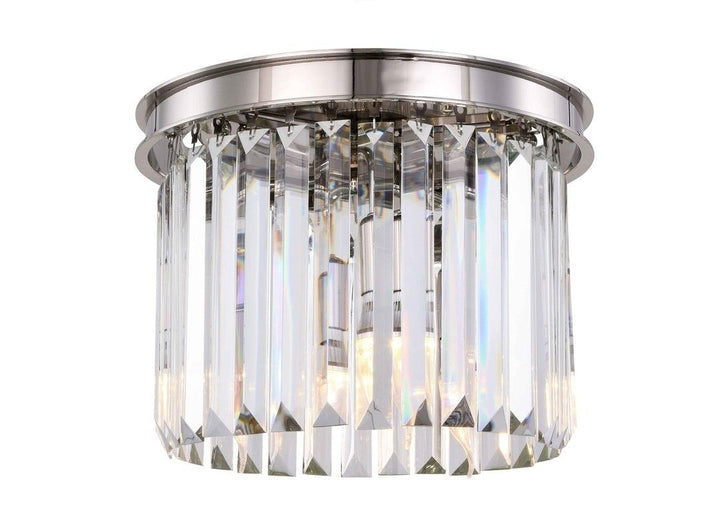 Steel Round Frame with Clear Crystal Rod Flush Mount - LV LIGHTING
