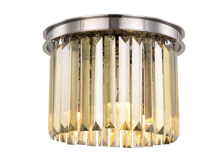 Steel Round Frame with Clear Crystal Rod Flush Mount - LV LIGHTING