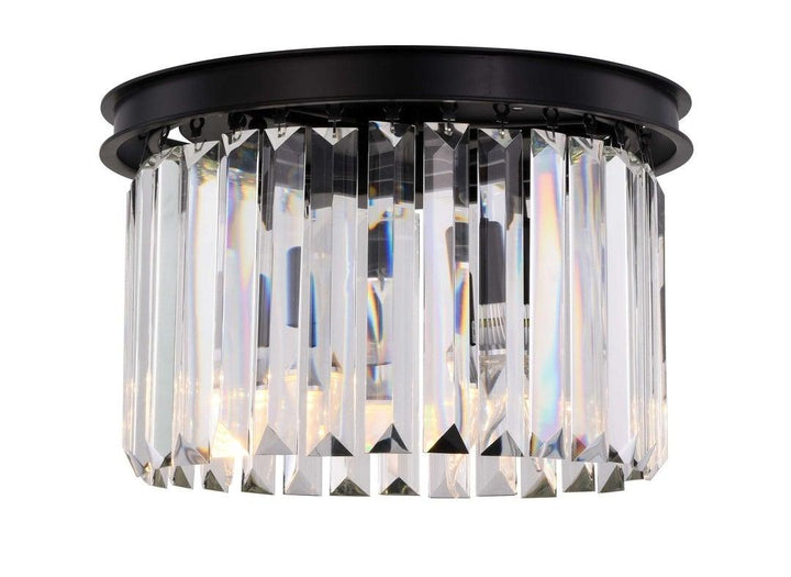 Steel Round Frame with Clear Crystal Rod Flush Mount - LV LIGHTING
