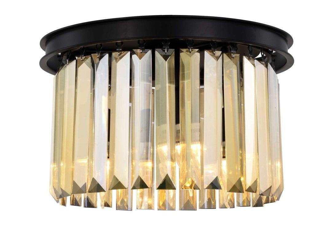 Steel Round Frame with Clear Crystal Rod Flush Mount - LV LIGHTING