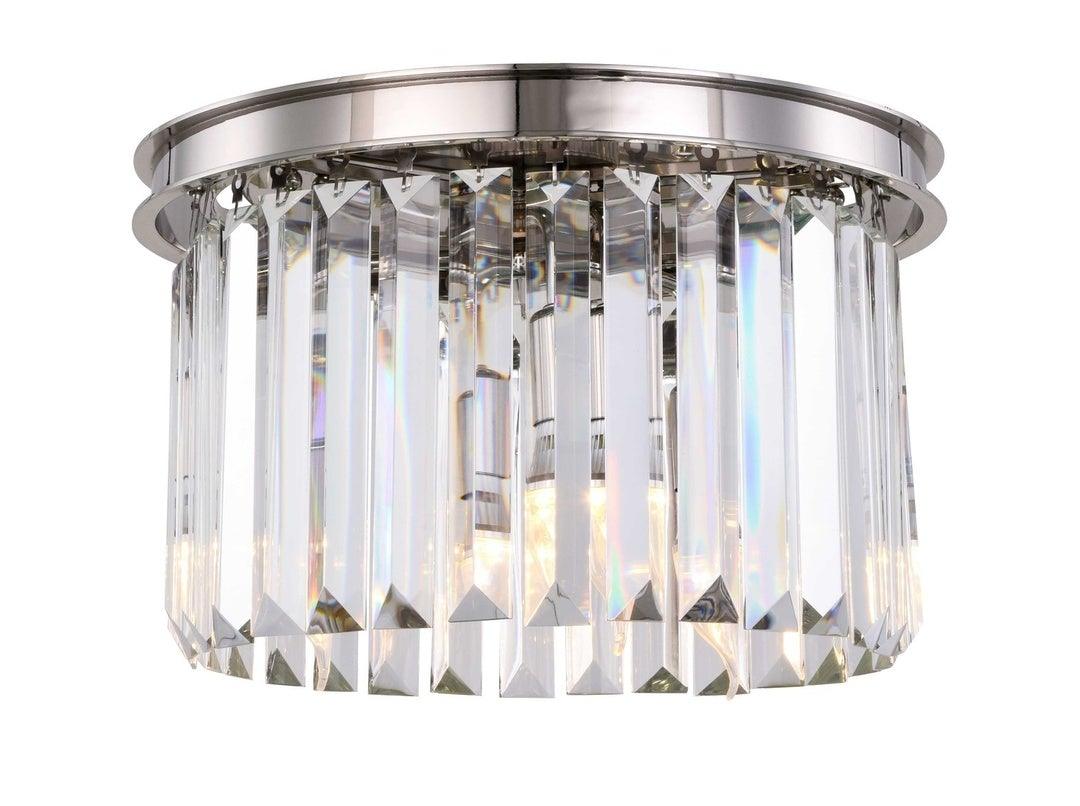 Steel Round Frame with Clear Crystal Rod Flush Mount - LV LIGHTING