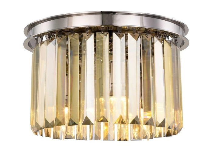 Steel Round Frame with Clear Crystal Rod Flush Mount - LV LIGHTING