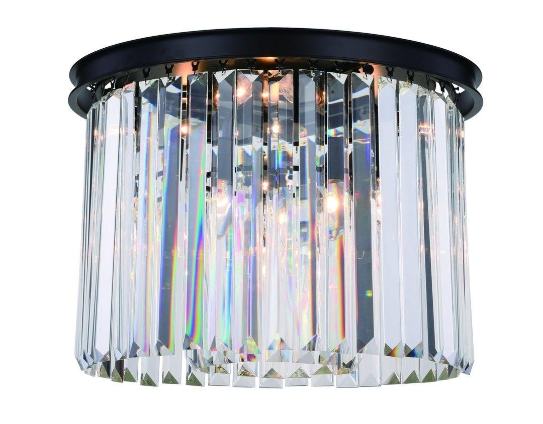 Steel Round Frame with Clear Crystal Rod Flush Mount - LV LIGHTING