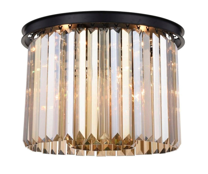 Steel Round Frame with Clear Crystal Rod Flush Mount - LV LIGHTING