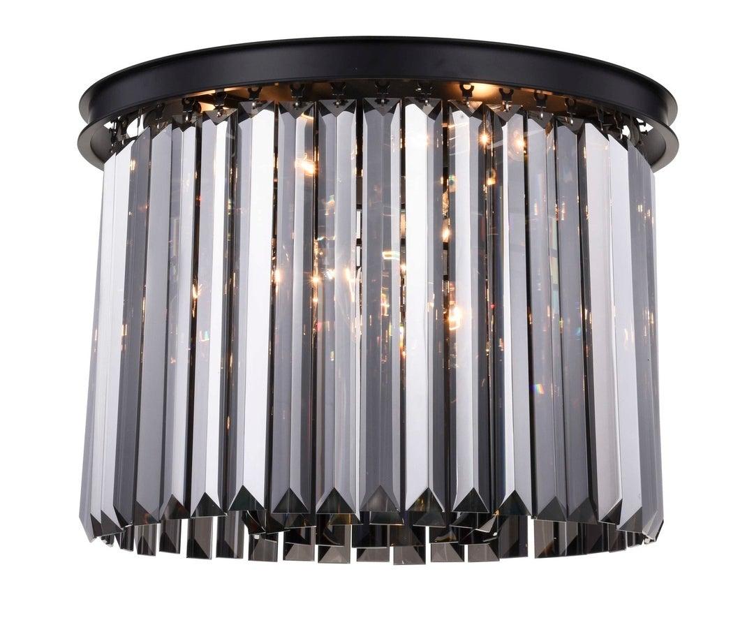 Steel Round Frame with Clear Crystal Rod Flush Mount - LV LIGHTING