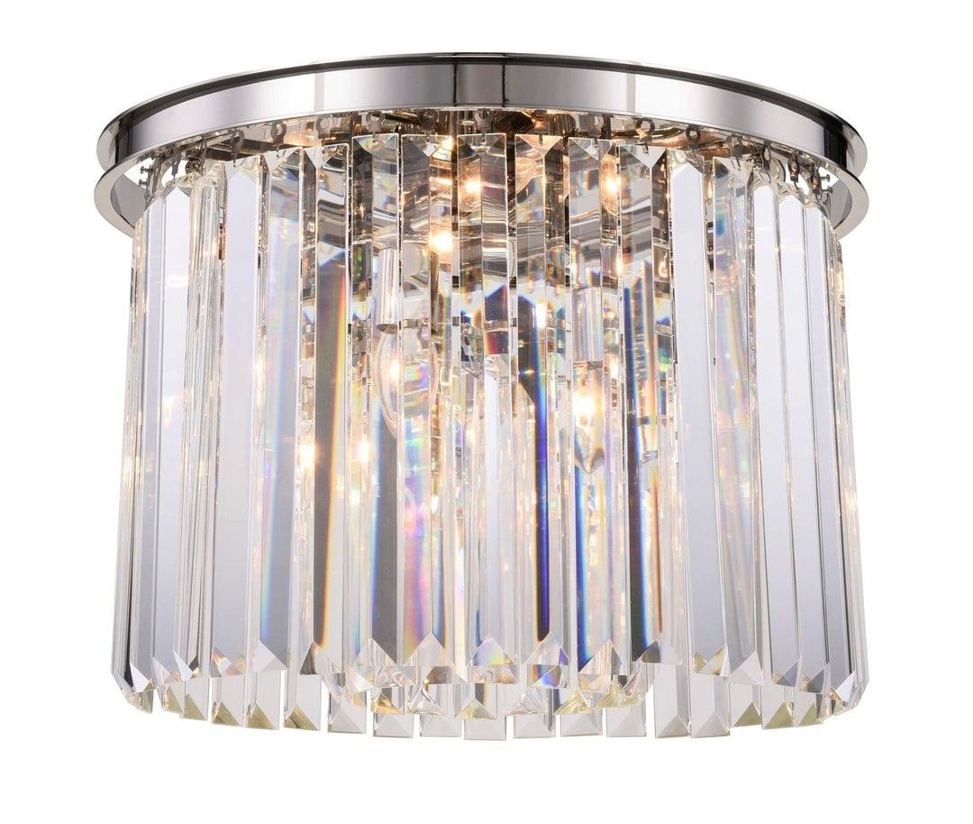 Steel Round Frame with Clear Crystal Rod Flush Mount - LV LIGHTING
