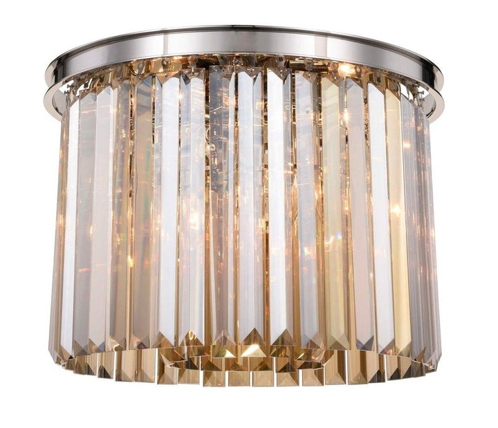 Steel Round Frame with Clear Crystal Rod Flush Mount - LV LIGHTING
