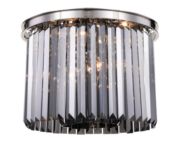 Steel Round Frame with Clear Crystal Rod Flush Mount - LV LIGHTING