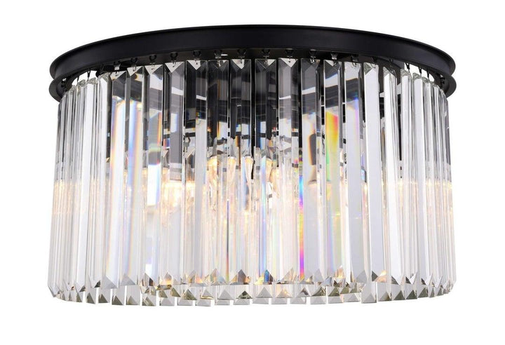 Steel Round Frame with Clear Crystal Rod Flush Mount - LV LIGHTING
