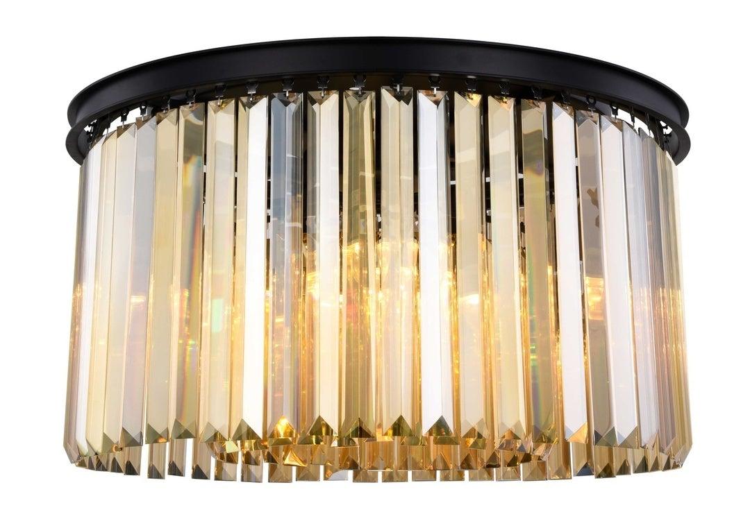 Steel Round Frame with Clear Crystal Rod Flush Mount - LV LIGHTING