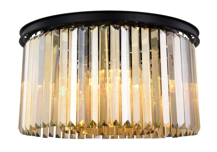 Steel Round Frame with Clear Crystal Rod Flush Mount - LV LIGHTING