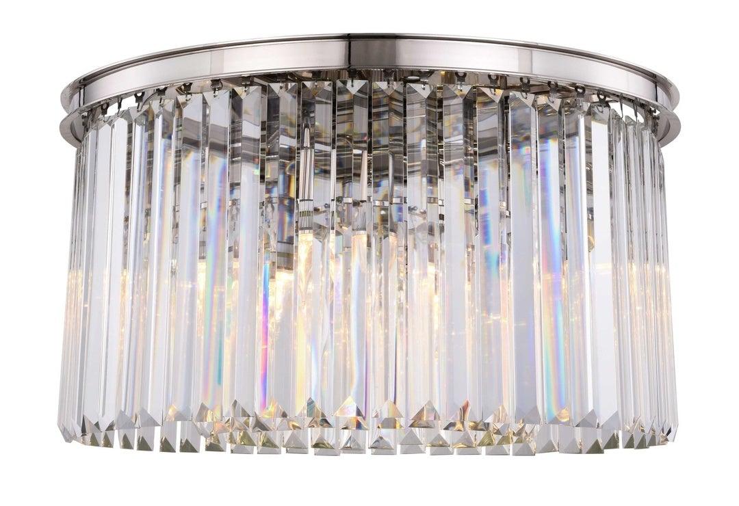 Steel Round Frame with Clear Crystal Rod Flush Mount - LV LIGHTING