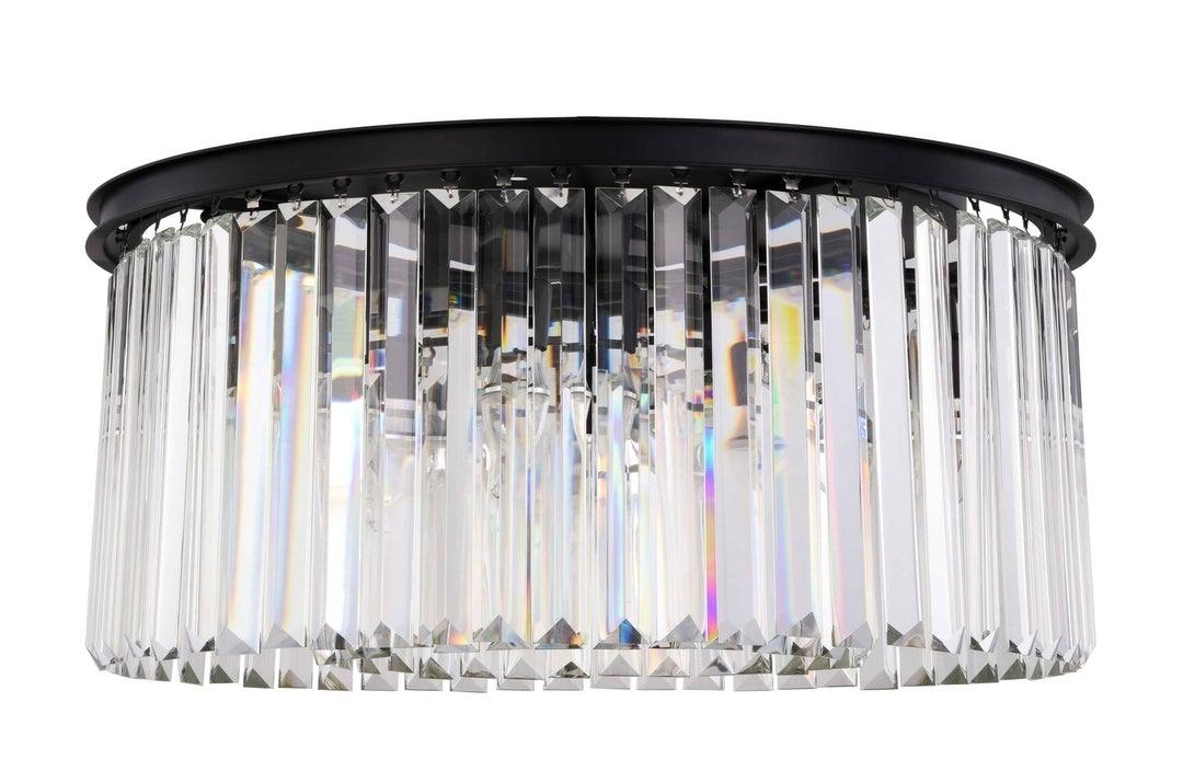 Steel Round Frame with Clear Crystal Rod Flush Mount - LV LIGHTING