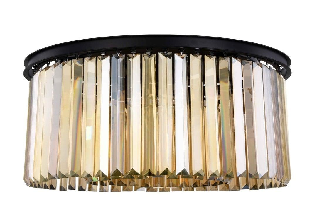 Steel Round Frame with Clear Crystal Rod Flush Mount - LV LIGHTING