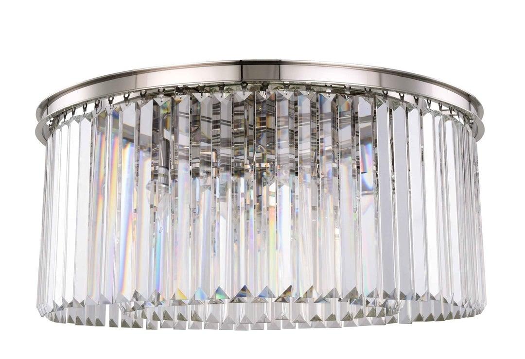 Steel Round Frame with Clear Crystal Rod Flush Mount - LV LIGHTING