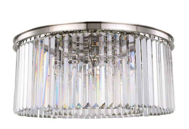 Steel Round Frame with Clear Crystal Rod Flush Mount - LV LIGHTING