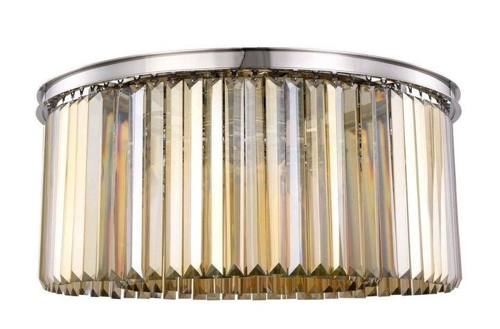 Steel Round Frame with Clear Crystal Rod Flush Mount - LV LIGHTING