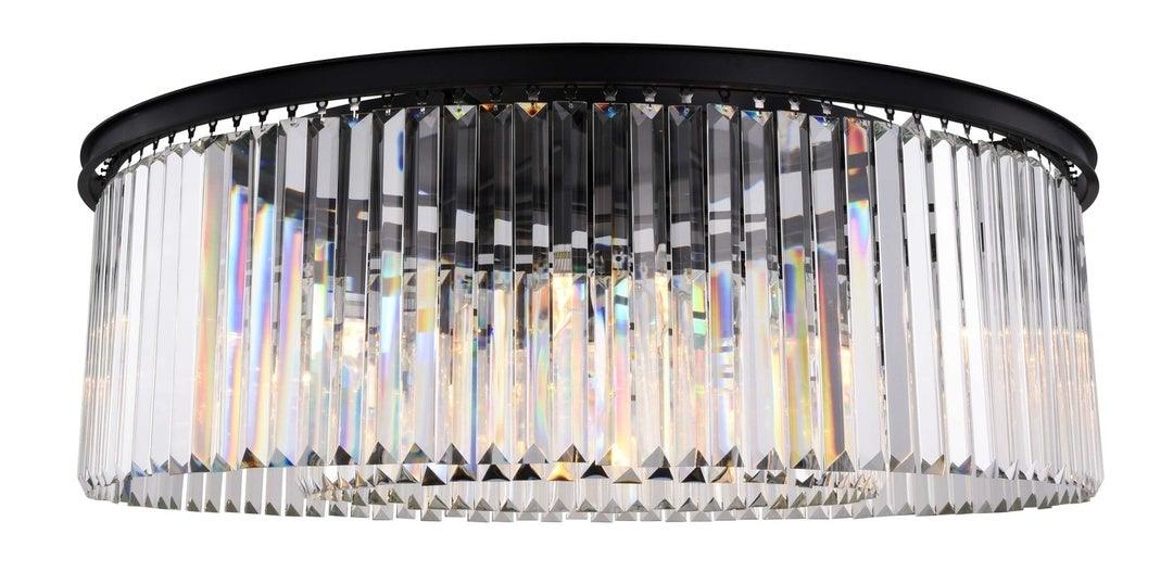 Steel Round Frame with Clear Crystal Rod Flush Mount - LV LIGHTING