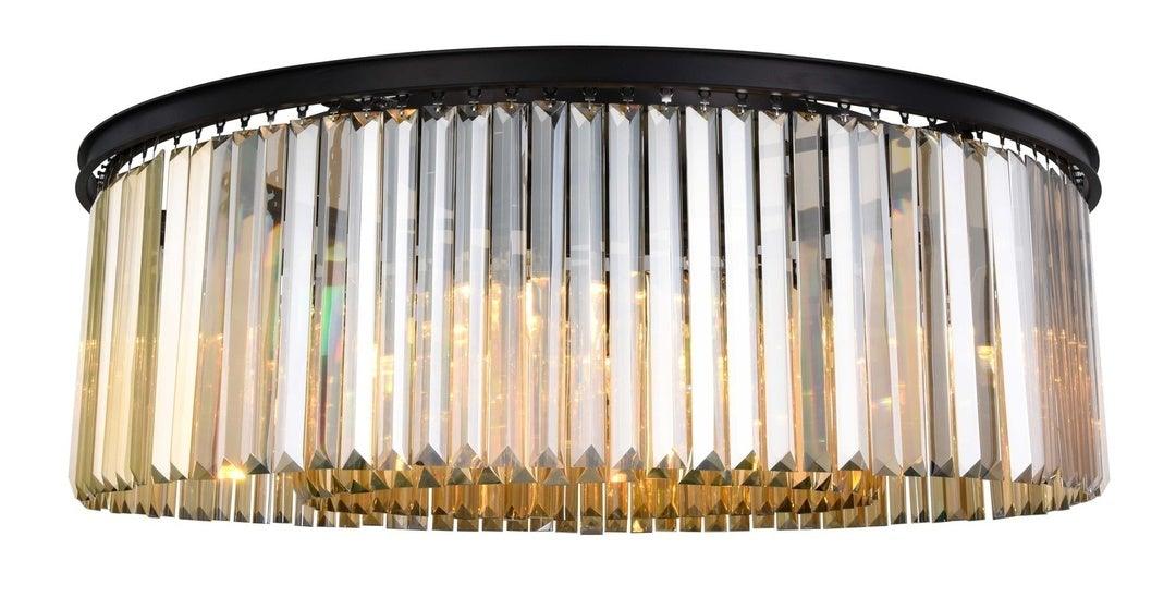 Steel Round Frame with Clear Crystal Rod Flush Mount - LV LIGHTING