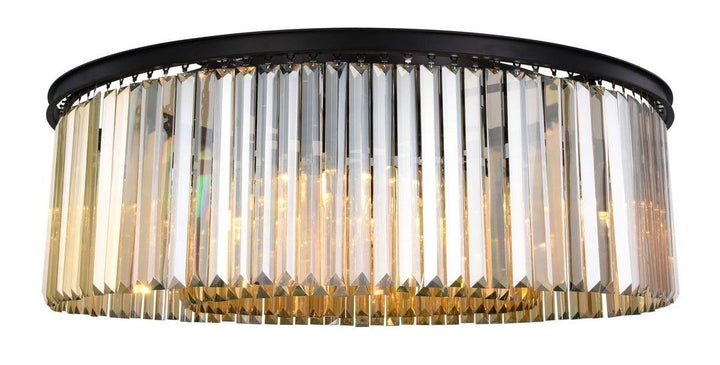 Steel Round Frame with Clear Crystal Rod Flush Mount - LV LIGHTING