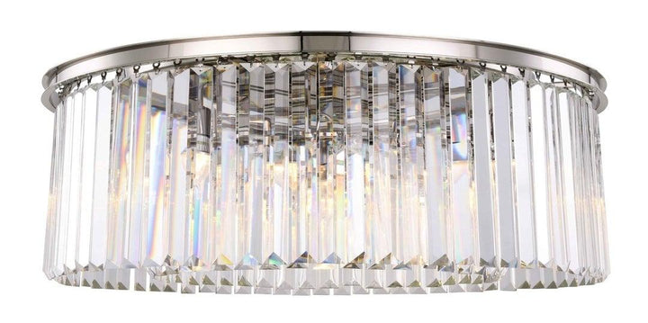 Steel Round Frame with Clear Crystal Rod Flush Mount - LV LIGHTING