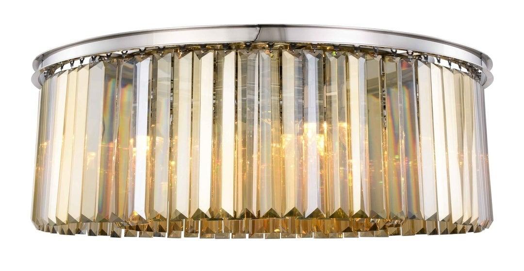 Steel Round Frame with Clear Crystal Rod Flush Mount - LV LIGHTING