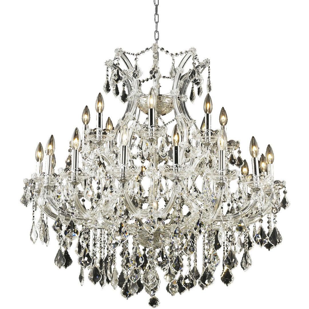 Steel with Clear Crystal and Strand Chandelier - LV LIGHTING