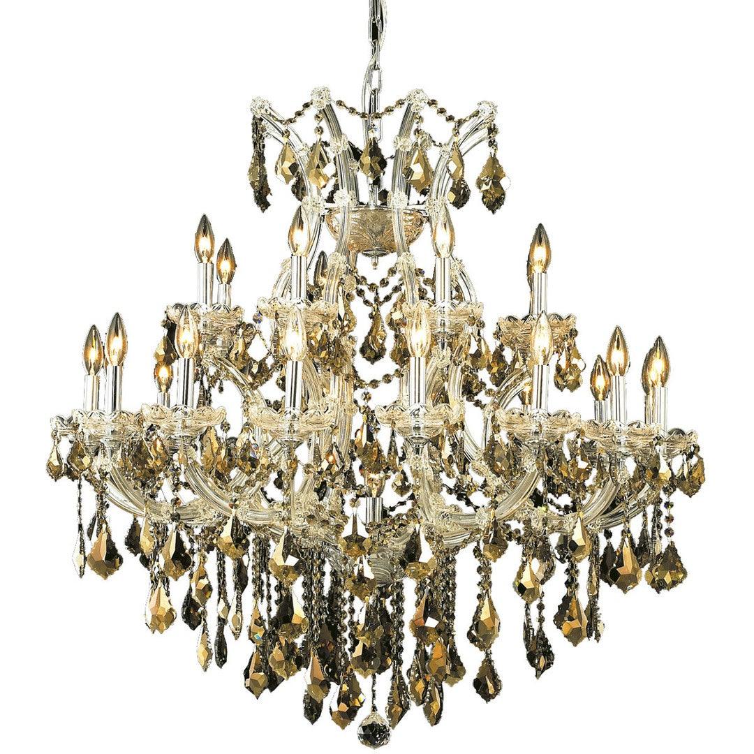 Steel with Clear Crystal and Strand Chandelier - LV LIGHTING