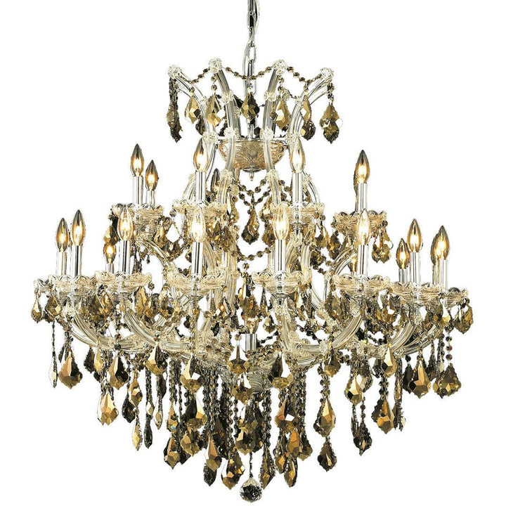 Steel with Clear Crystal and Strand Chandelier - LV LIGHTING