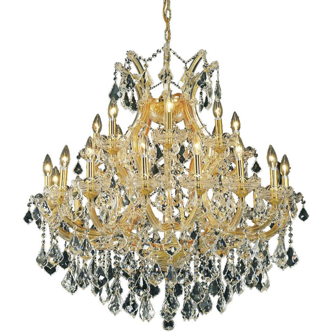 Steel with Clear Crystal and Strand Chandelier - LV LIGHTING