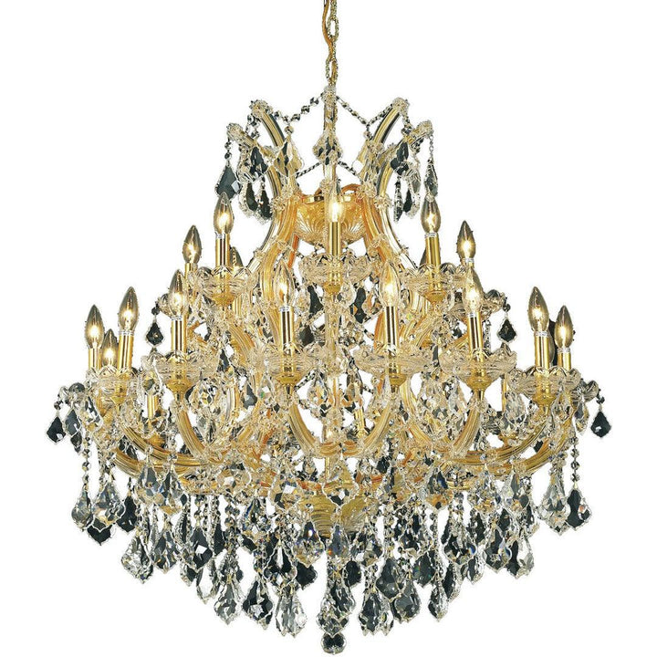 Steel with Clear Crystal and Strand Chandelier - LV LIGHTING
