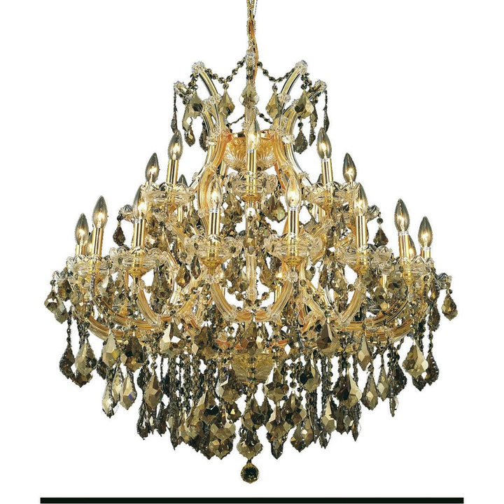 Steel with Clear Crystal and Strand Chandelier - LV LIGHTING