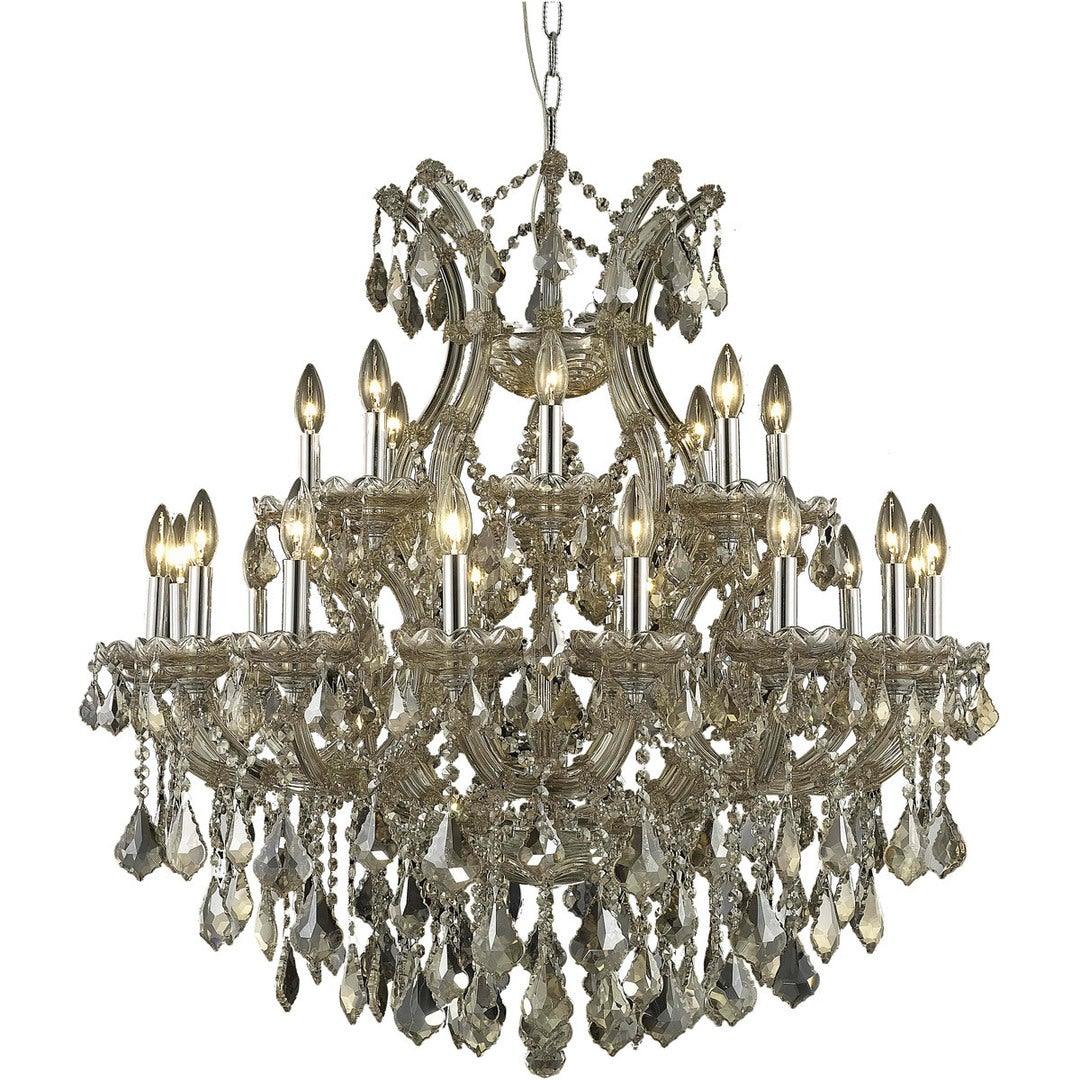 Steel with Clear Crystal and Strand Chandelier - LV LIGHTING