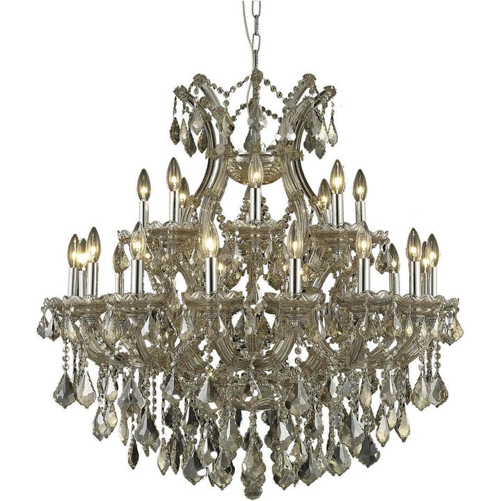 Steel with Clear Crystal and Strand Chandelier - LV LIGHTING