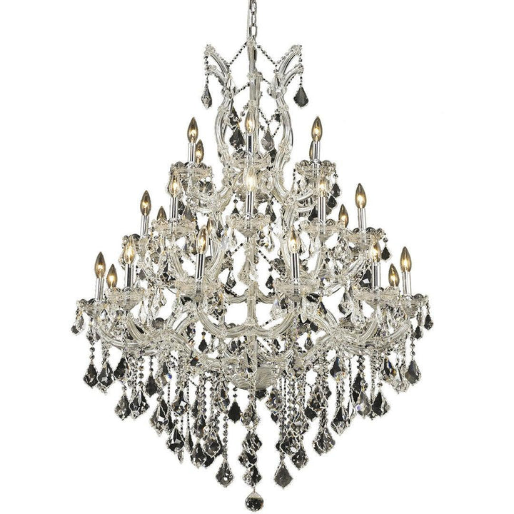 Steel with Clear Crystal and Strand Chandelier - LV LIGHTING