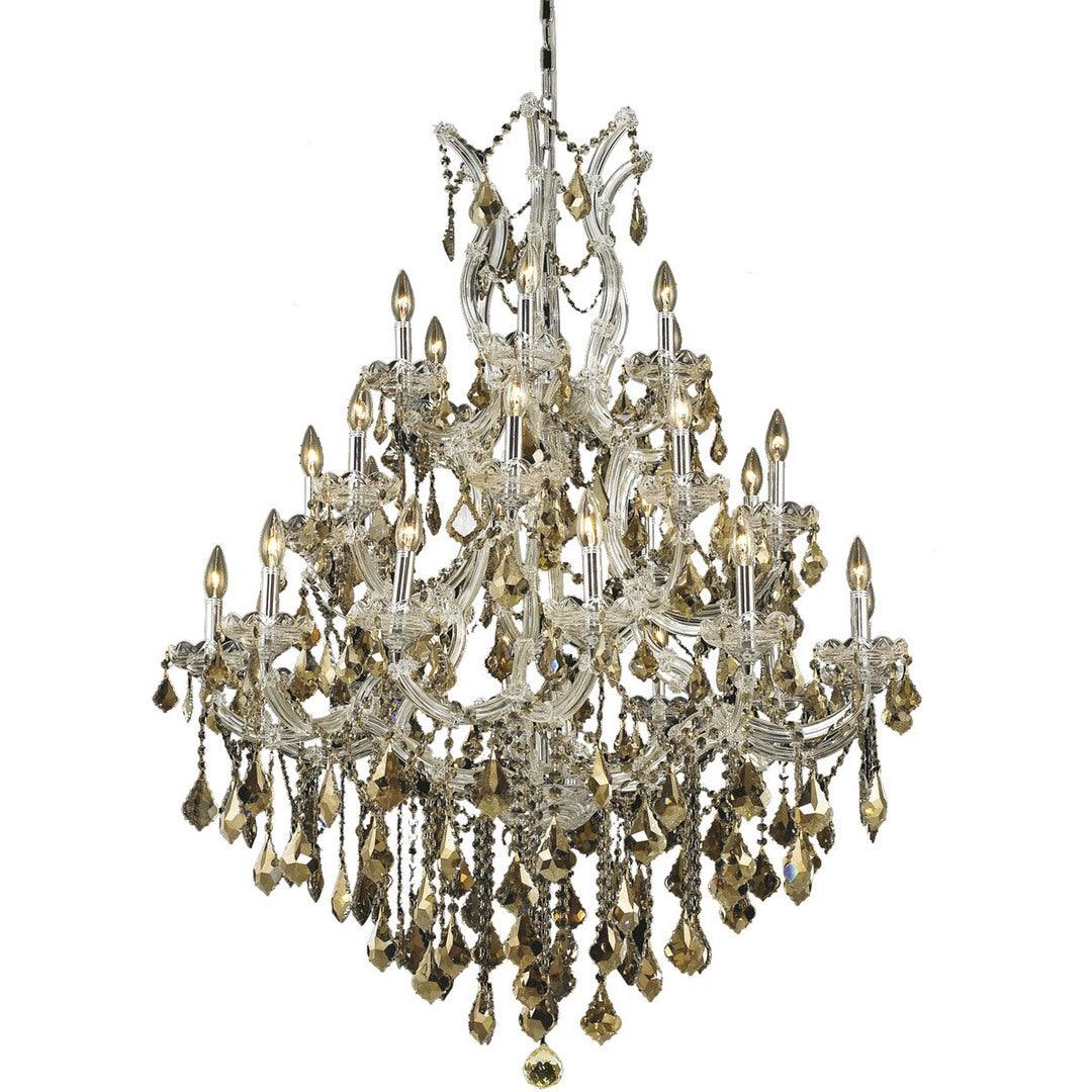 Steel with Clear Crystal and Strand Chandelier - LV LIGHTING