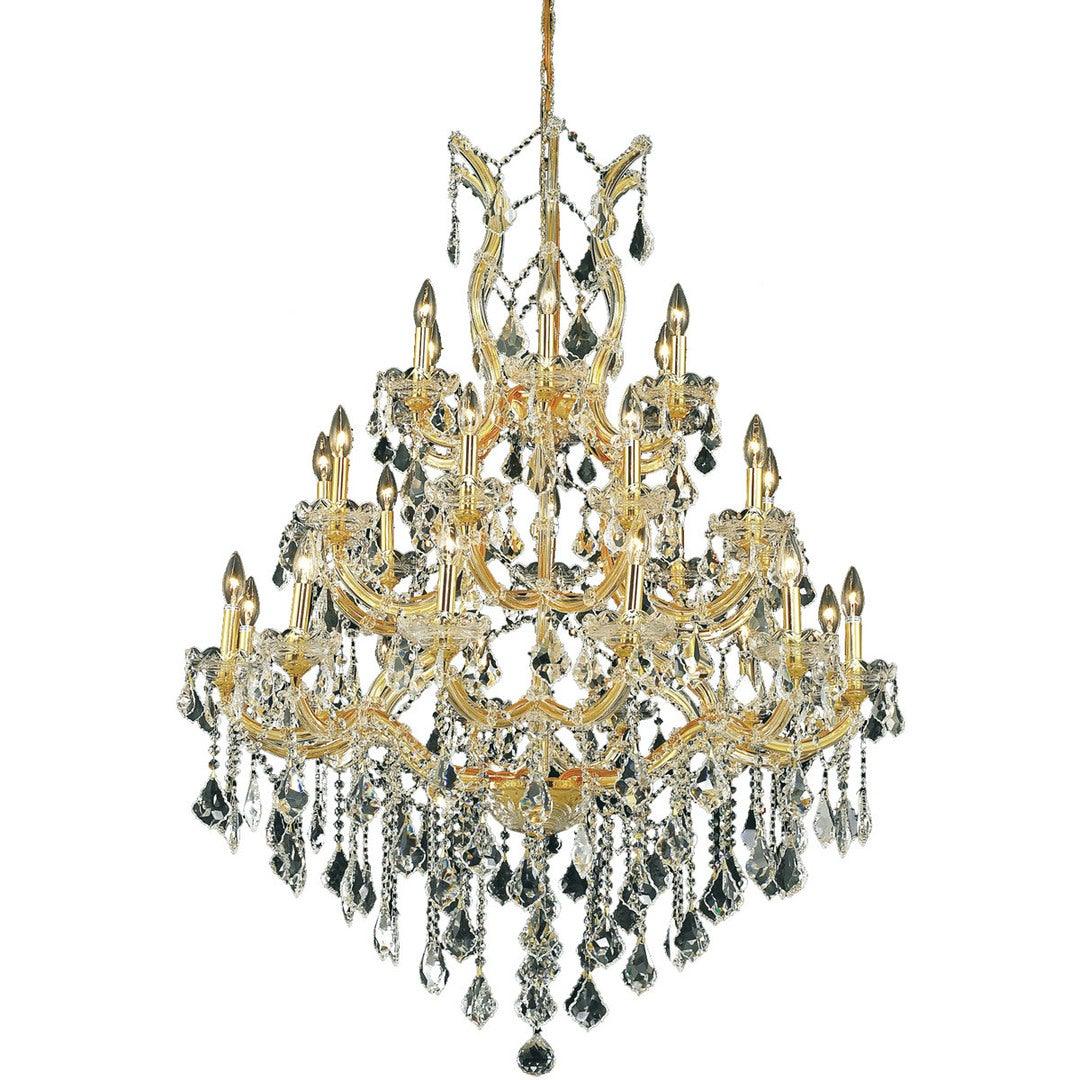 Steel with Clear Crystal and Strand Chandelier - LV LIGHTING