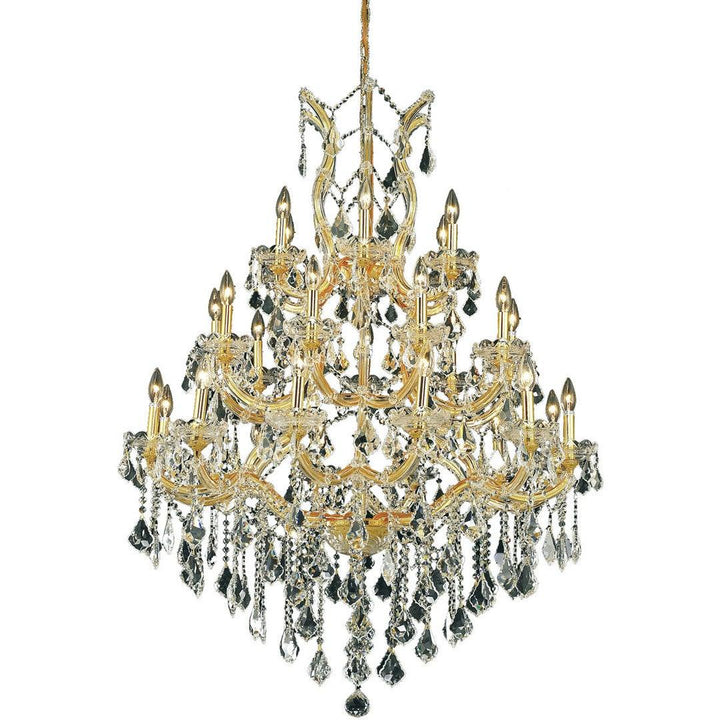 Steel with Clear Crystal and Strand Chandelier - LV LIGHTING
