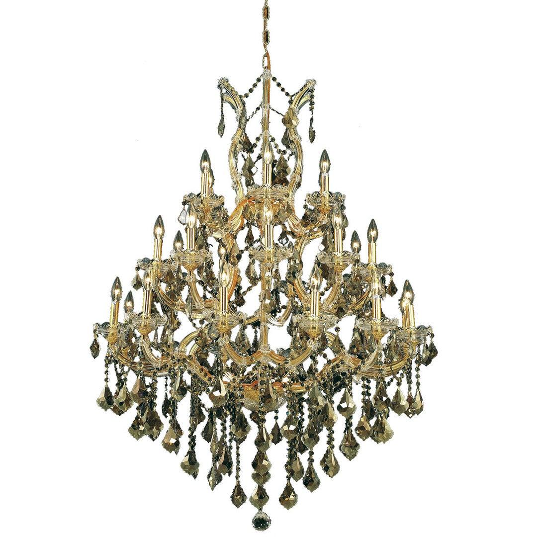 Steel with Clear Crystal and Strand Chandelier - LV LIGHTING