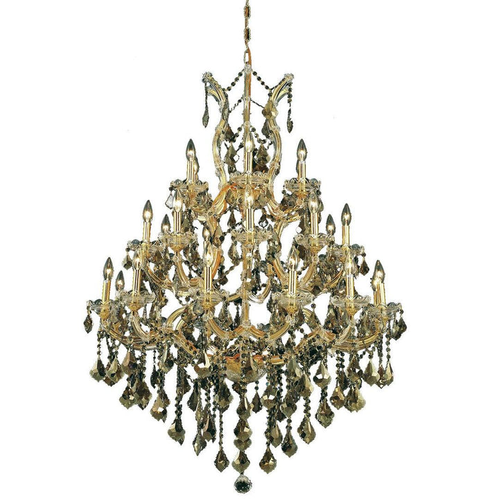 Steel with Clear Crystal and Strand Chandelier - LV LIGHTING
