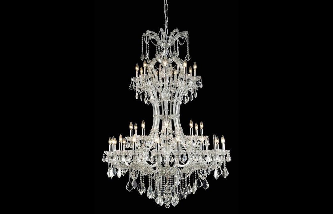 Steel with Clear Crystal Drop and Strand 3 Tier Chandelier - LV LIGHTING